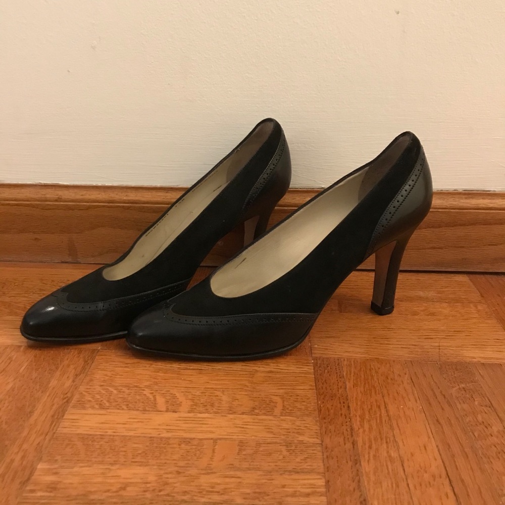 Vintage Bally Style Flex Leather Oxford Heels